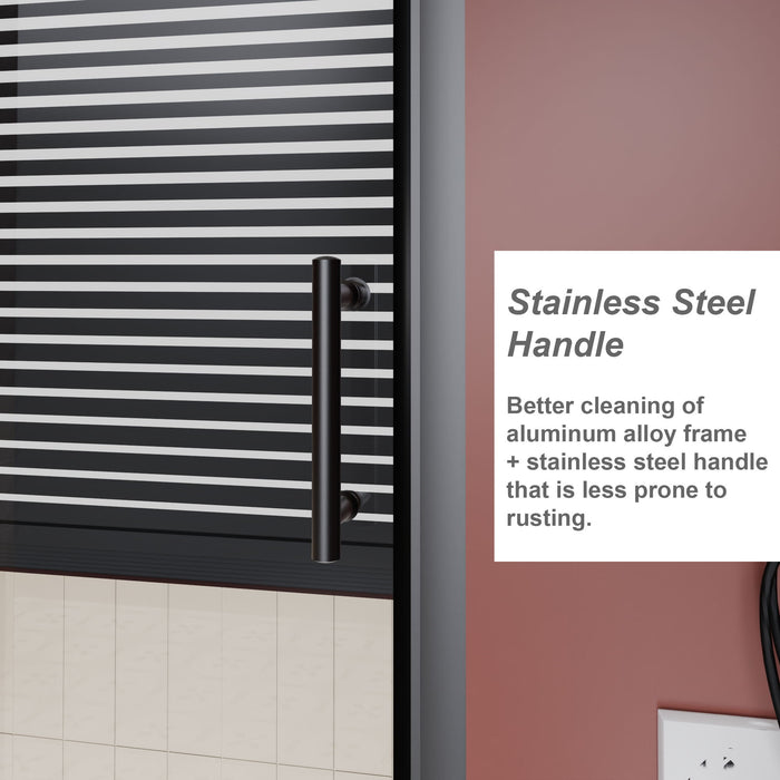 Sliding Shower Door For Bathtub - Matt Black