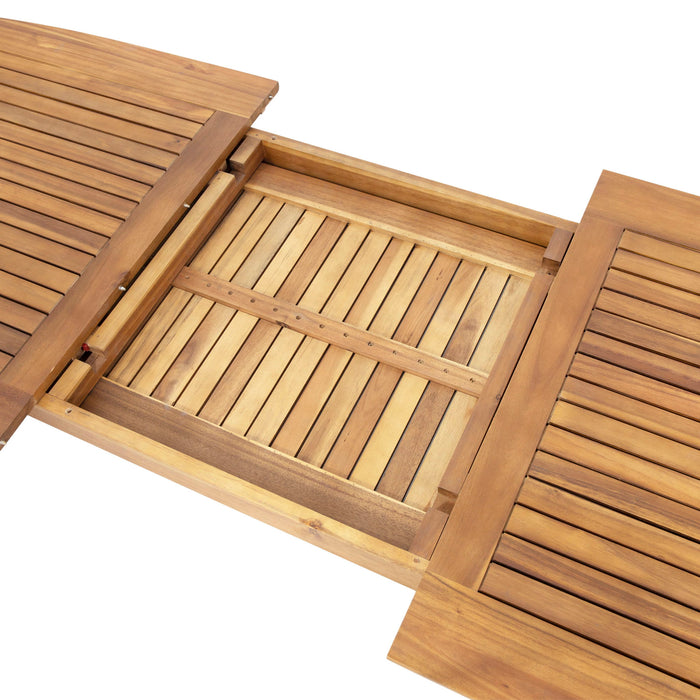 Modern Outdoor Dining Set With Expandable Acacia Wood Table