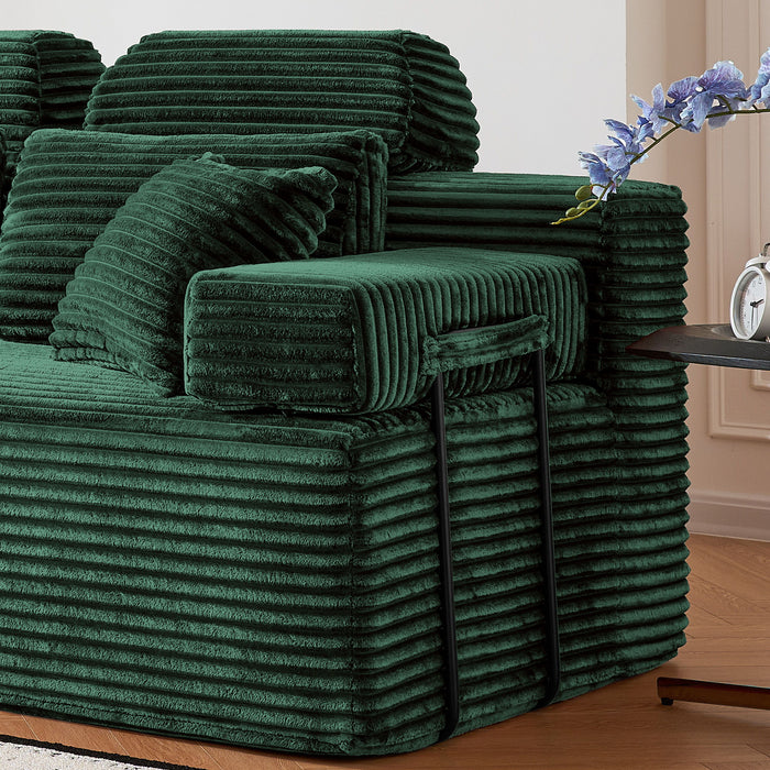 Sectional Sleeper Sofa & Storage Pockets, Modular Couch With Throw Pillows For Living Room