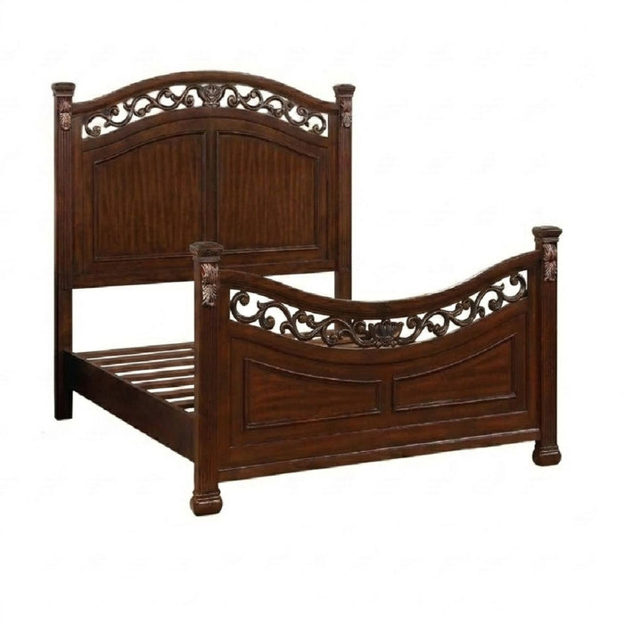 3 Piece Bedroom Set, Elegant Panel Bed With 2 Nightstands
