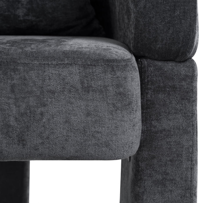 Modern 3 Leg Chenille Accent Chair With Ergonomic Arms & Removable Pillow