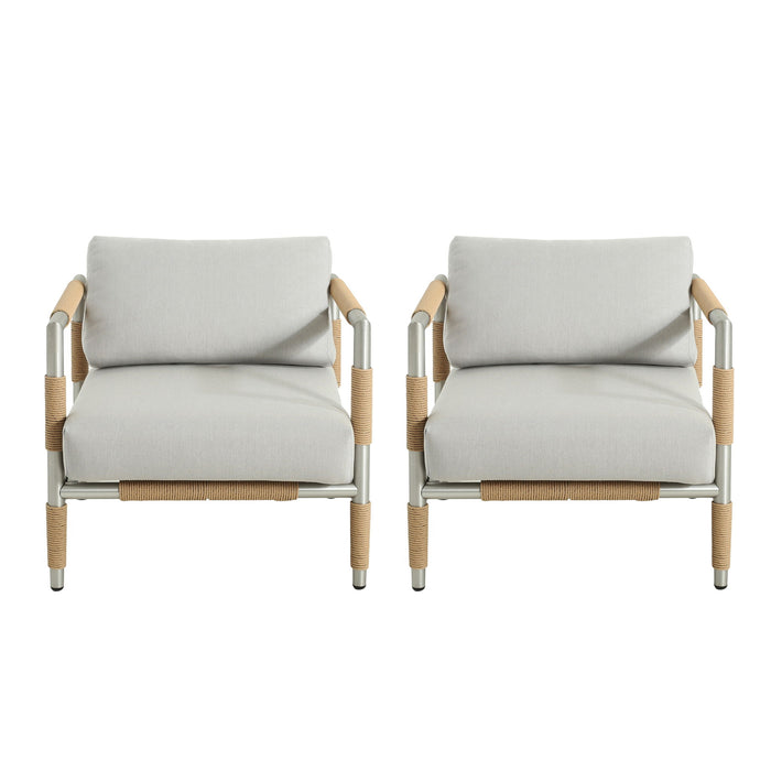 Oriana - Aluminum Outdoor Patio Armchair With Thick Cushions - Light Gray