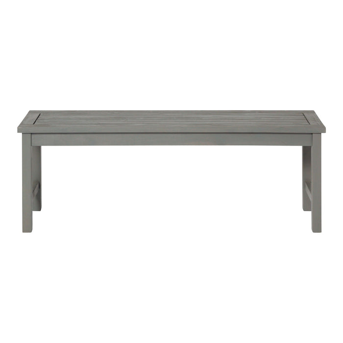 Modern Slat Top Solid Wood Patio Bench