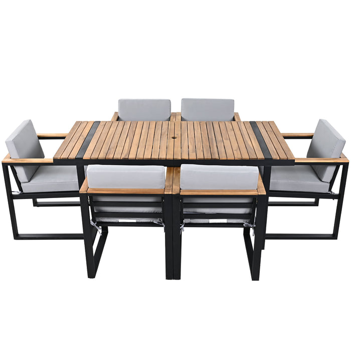 7 Pieces Outdoor Dining Set Patio Dining Table And Chair Set With And Removable Cushions For Patio
