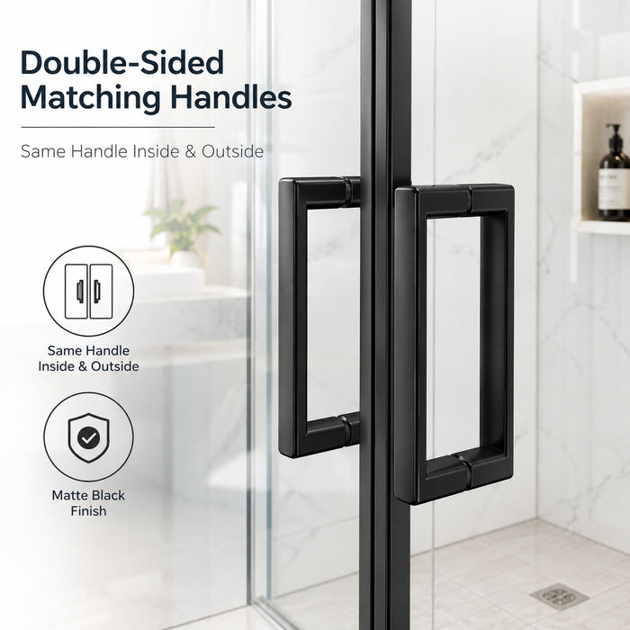 Double Framed Sliding Shower Door - Matte Black