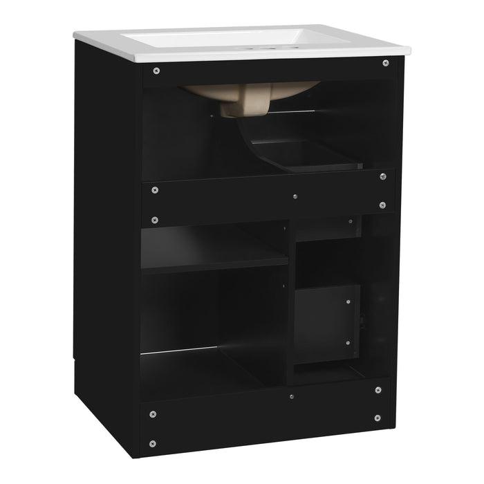 Bathroom Vanity With Sink, Compact Cabinet With 2 Drawers And Soft-Closing Door, Under-Mount Basin - Black