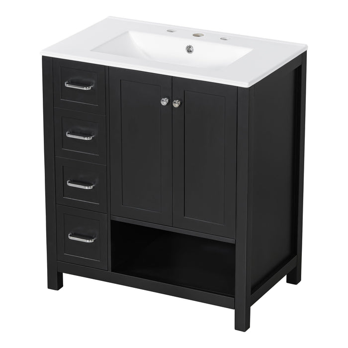 Bathroom Vanity With Sink Top, Bathroom Vanity Cabinet With 2 Doors And 2 Drawers, Open Shelf