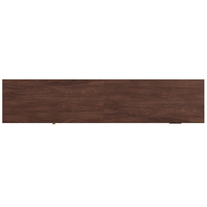TV Stand With Sliding Doors And 2 Drawers For Living Room - Dark Brown