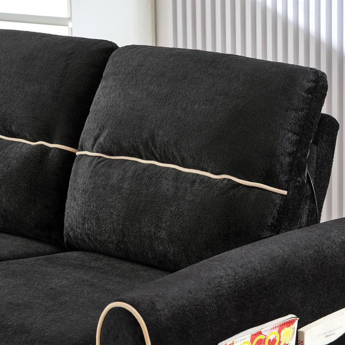 Pull Out Sofa Bed With Adjustable 3 Position Backrest, USB Charging Ports, Side Pockets