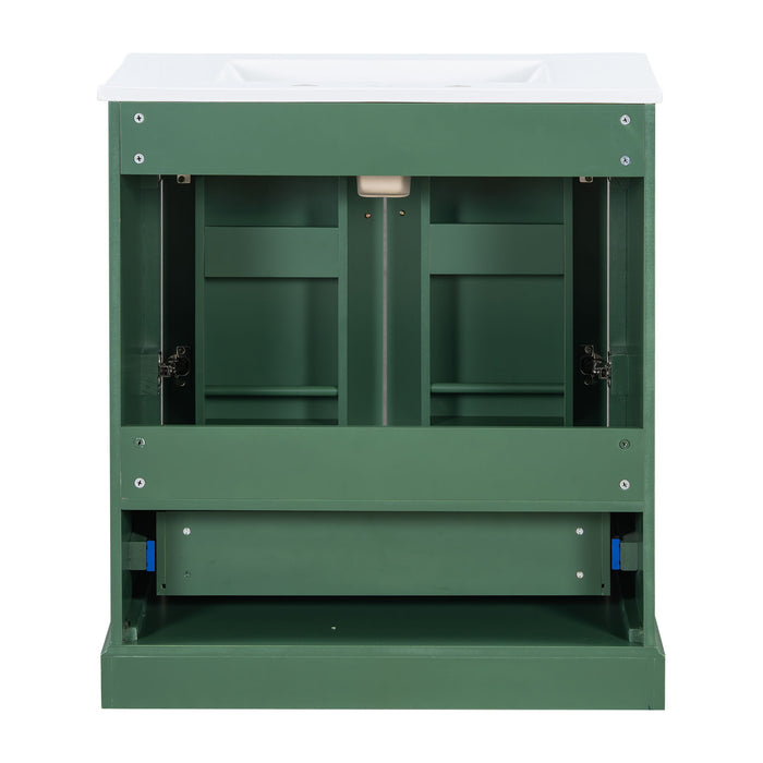 Bathroom Vanity With Sink, 1 Divided Drawer And 2 Soft Close Doors With Double Shelf