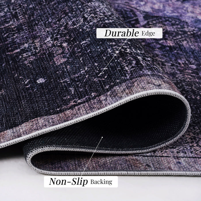 Maval - 3' X 5' Washable Area Rug - Anthracite