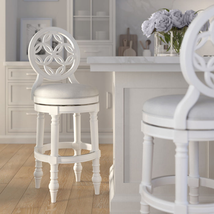 Stool With Back And Swivel Upholstered Seat