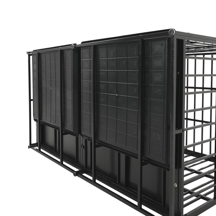 Extra Large Heavy Duty Dog Crate With Removable Pans For Dogs - Black