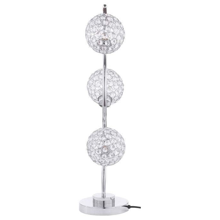 Vandy - 3 Light Curvy Table Lamp With Orb Shades - Chrome