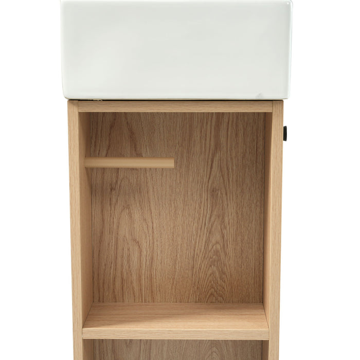 Bathroom Vanity With Sink, Freestanding Wood Grain Cabinet With Storage