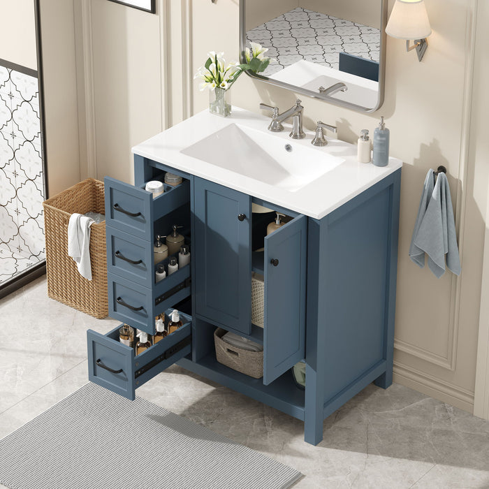 Bathroom Vanity With Sink Top, Bathroom Vanity Cabinet With 2 Doors And 2 Drawers, Open Shelf