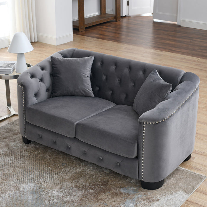 Modern Chesterfield Sofa With Tufted Backrest For Living Room