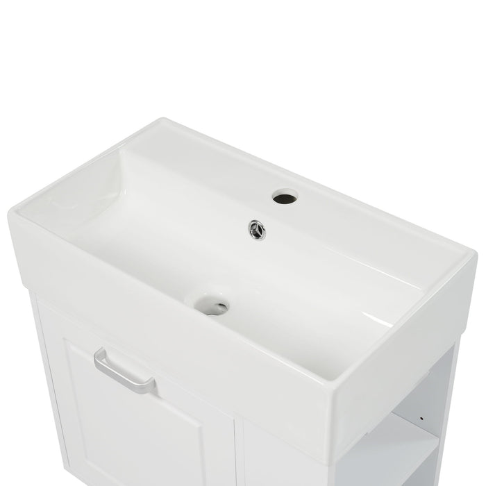 Modern Wall Mounted Bathroom Vanity With Sink, Soft Close Drawer, Adjustable Shelf, Toilet Paper Holder