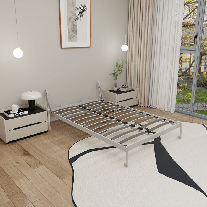Queen Size Vertical Murphy Wall Cabinet Folding Bed With Automatic Legs - Gray