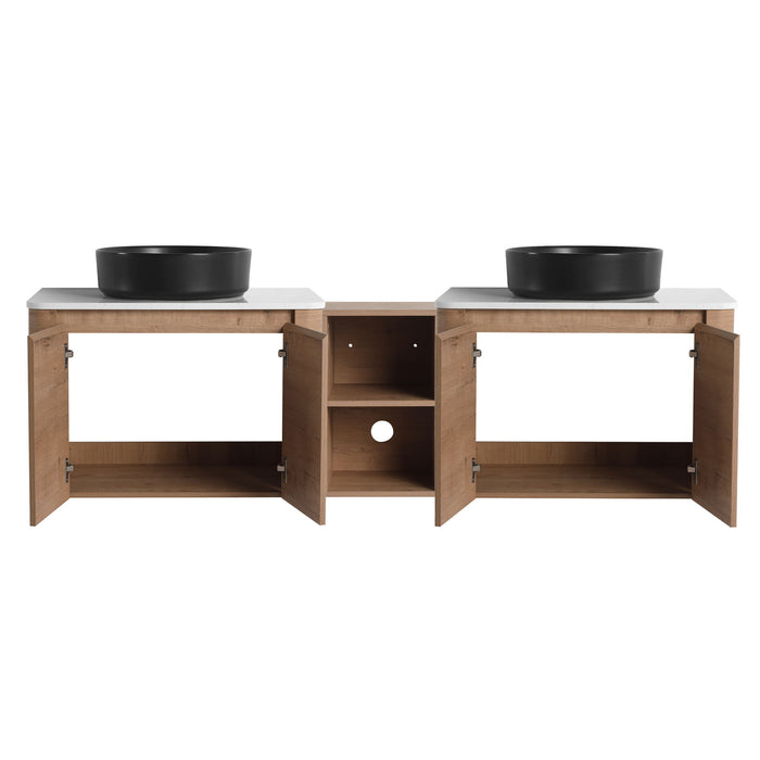 Wall Mounted Bathroom Vanity With Art Sink, 1 Storage Shelf, Soft Close Door