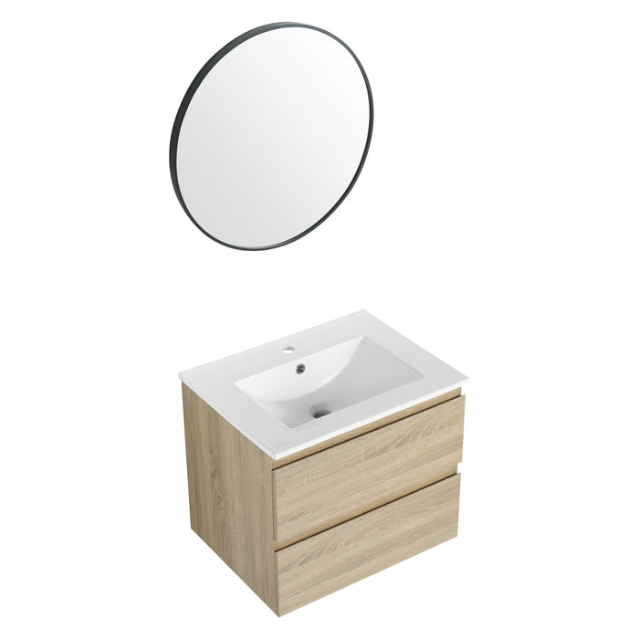 Wall Mounted Bathroom Vanity & Sink, 2 Soft Close Drawers