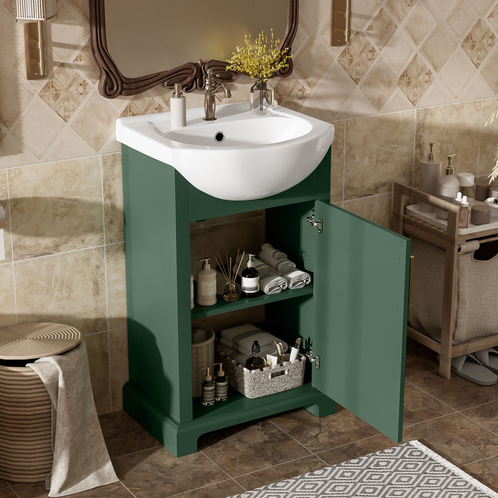 20" Bathroom Vanity With Bulged Sink, Freestanding Single Vanity Set, Soft Close Door