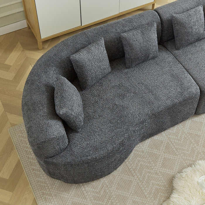 Curved Sectional Sofa With 6 Pillows