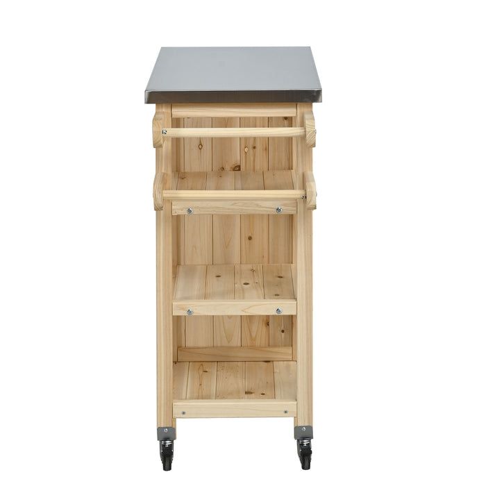 Foldable Outdoor Kitchen Island With Storage Cabinet