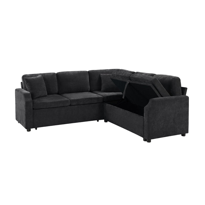 Modern L Shaped Sectional Sofa Bed With Hidden Storage Chenille Upholstery