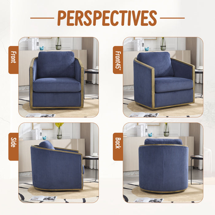 Corduroy Barrel Chair, 360 Degree Swivel