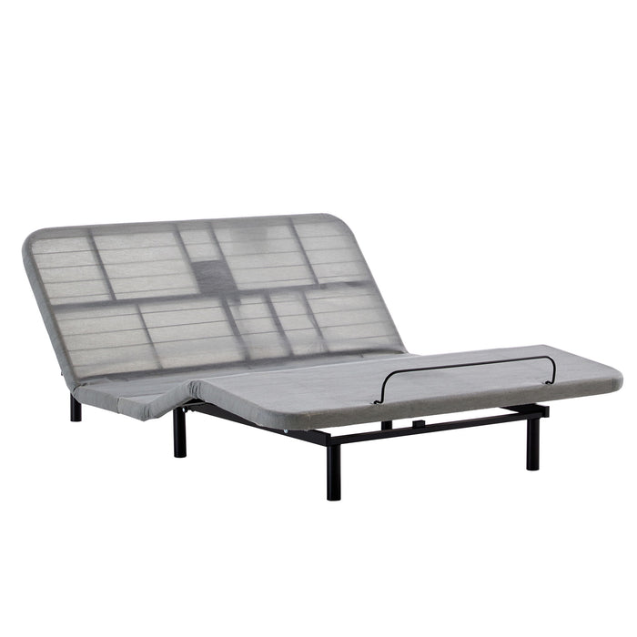 Caron - Queen Size Upholstered Wingback Bed With Adjustable Base Bundle Set - Ivory