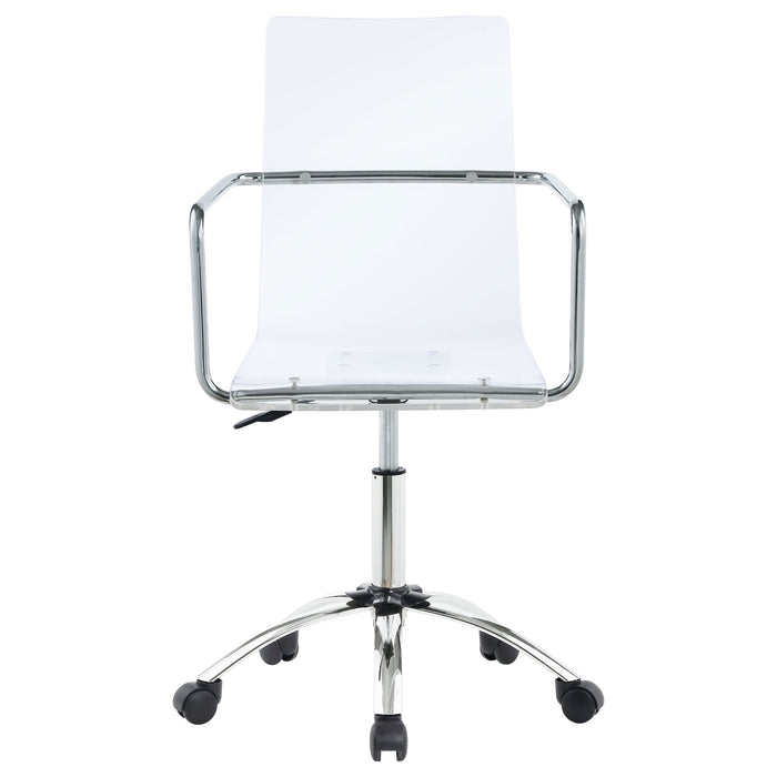 Clear Office Chair With Caster Wheels Futuristic Design, Adjustable Height - Clear