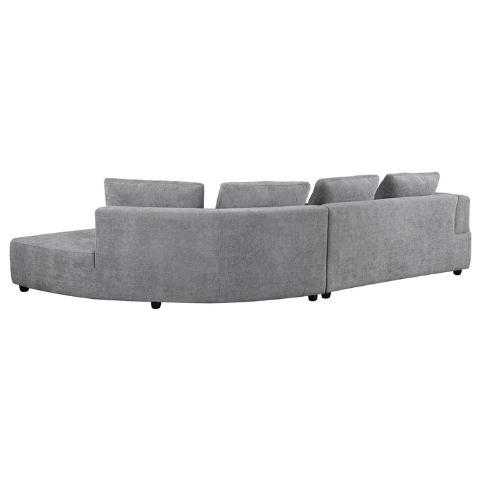 Lincoln - Upholstered Curved Sectional Sofa With Pillow Back Cushions - Gray