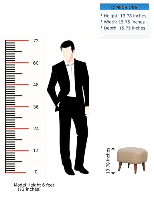 Square Footstool - Cream