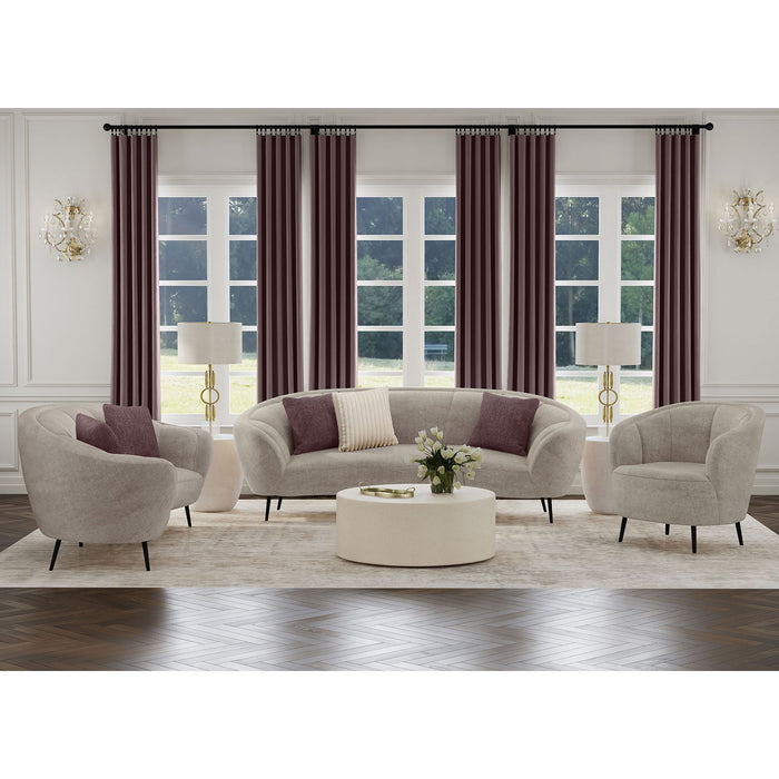 Aura - Upholstered Curved Sofa And Tapered Legs - Beige