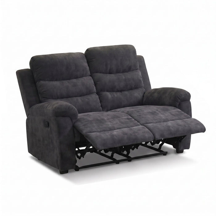 2 Piece Reclining Sofa Set, 3 Seat Sofa & 2 Seat Loveseat, 150° Recline - Dark Gray