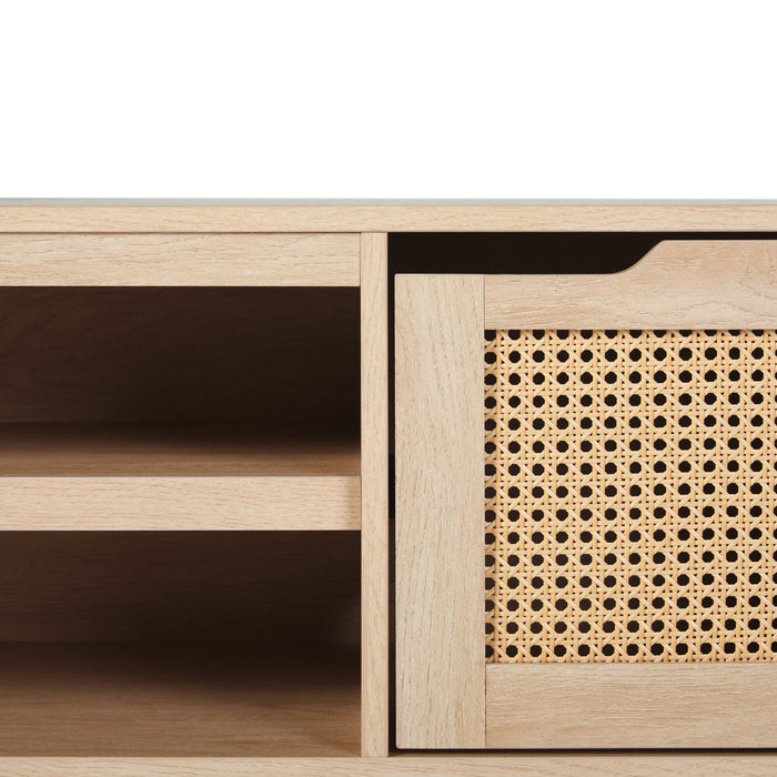 Modern Door Low TV Stand For TVs Up To 80" - Light Brown