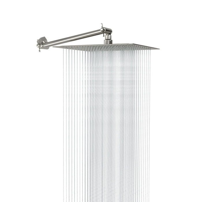 Luxury Rain Shower Head With Adjustable Arm, 10" Square, Stainless Steel - Brushed Nickel
