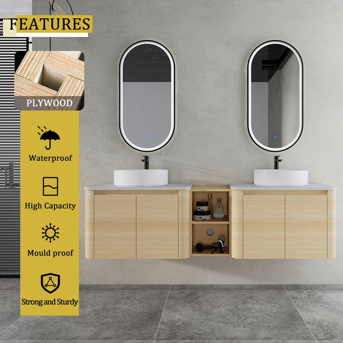 Mounted Bathroom Vanity With Art Sink, 1 Storage Shelf, Soft Close Door