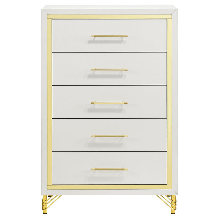 Chesney - 5 Drawer Chest With Trim - White