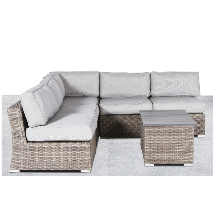 Wicker Sectional Sofa With Cushions And Table