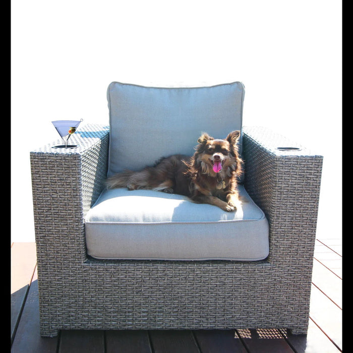 Outdoor Wicker Sectional With Weather Resistant Cushions And Table