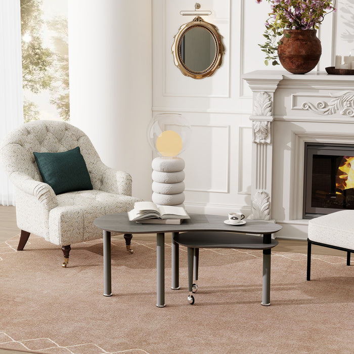 Rotatable Cocktail Table With Solid Legs, 360 Degree Rotating