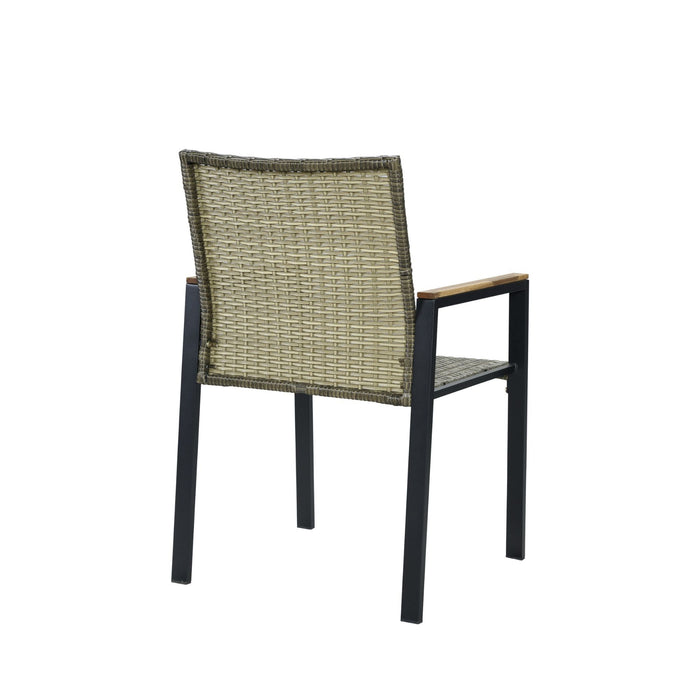 All Weather 7 Piece Patio Dining Table Set With Umbrella Hole - Brown / Gray