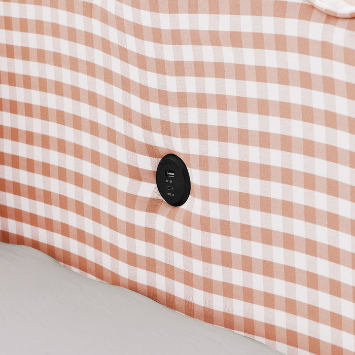 Gingham Daybed & USB Charging Port, Wave Shaped Design