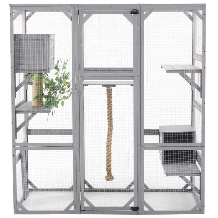 Outdoor Cat House, Diy Cat Enclosure Catio With Double Enter Doors