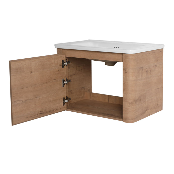 Wall Mounted Bathroom Vanity With Sink & 1 Soft Close Door