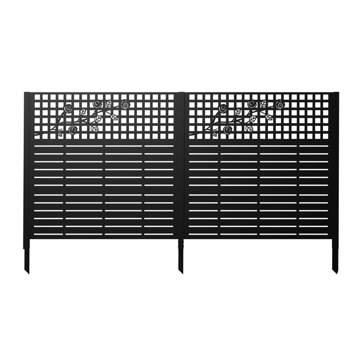 2 Panels Privacy Screen, Outdoor Privacy Panels, Trash Can Enclosure, Air Conditioner Fence - Black