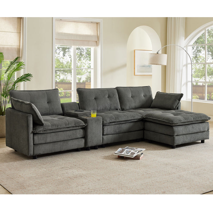 Oversized Modular Sectional Sofa With Multi Functional Console