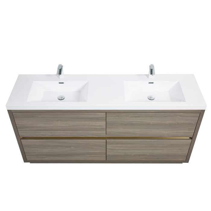 Bathin Freestanding Bathroom Vanity With Double Sinks, Bathroom Storage Vanity Cabinet With Stone Resin Countertop And Soft Close Drawers